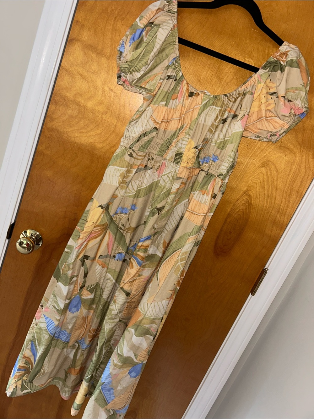 H&M Beige Floral Puff-Sleeve Maxi Dress - Picture 6 of 6